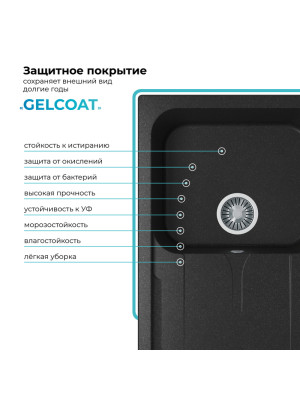 Кухонная мойка Polygran ALTO 780 черный покрытие