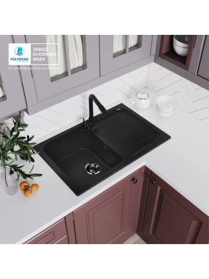 Кухонная мойка Polygran ALTO 780 черный интерьер 2