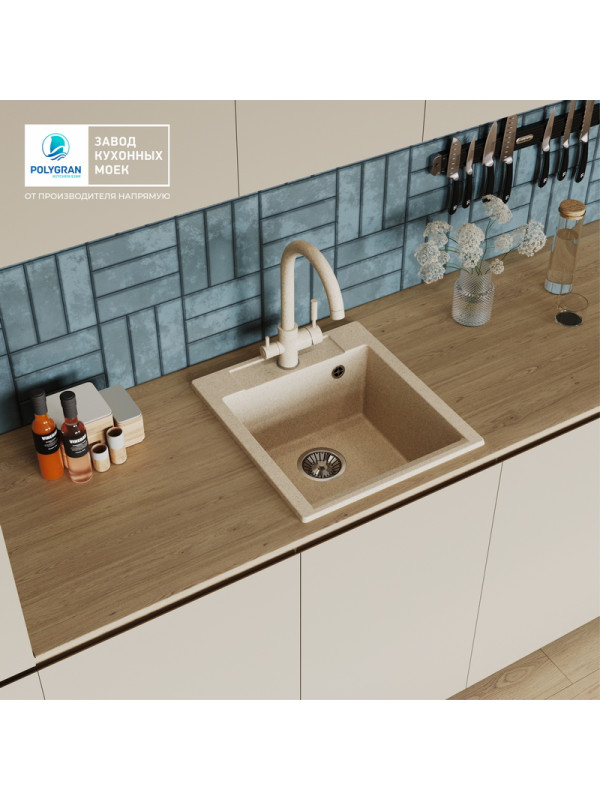 Кухонная мойка Polygran ARGO 420 опал покрытие интерьер 2