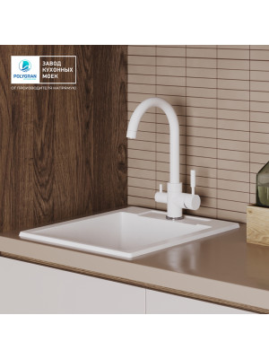 Кухонная мойка Polygran ARGO 420 белый хлопок интерьер 2