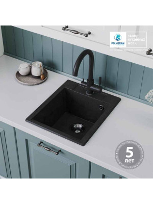 Кухонная мойка Polygran ARGO 420 космос черный металлик интерьер