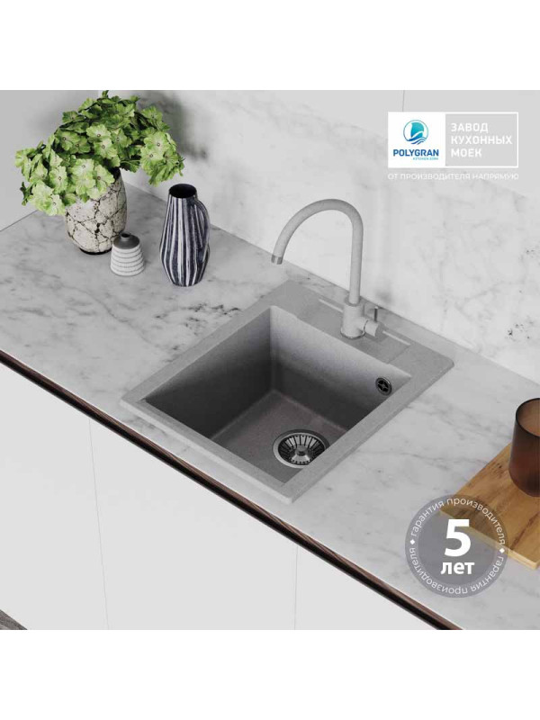 Кухонная мойка Polygran ARGO 420 серый интерьер