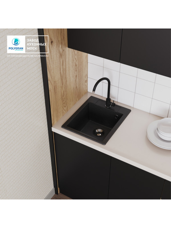 Кухонная мойка Polygran ARGO 420 черный интерьер