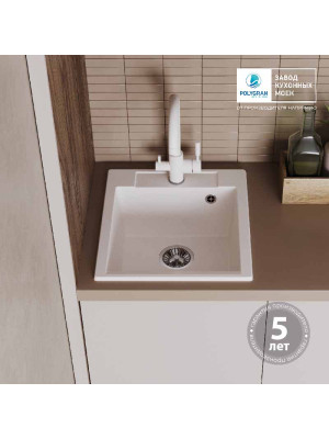 Кухонная мойка Polygran ARGO 460 белый хлопок интерьер