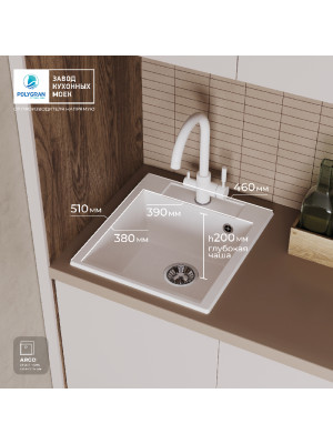 Кухонная мойка Polygran ARGO 460 белый хлопок размеры