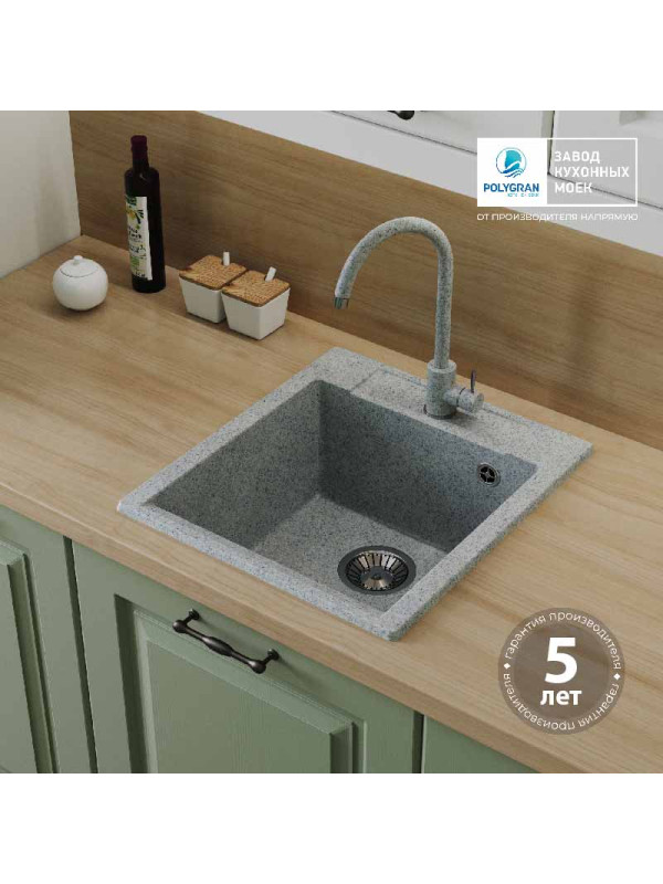 Кухонная мойка Polygran ARGO 460 светло-серый интерьер