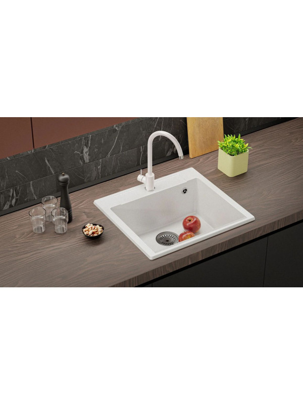 Кухонная мойка Polygran ARGO 420 белый хлопок интерьер 3