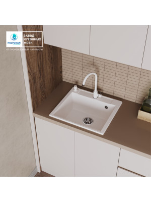 Кухонная мойка Polygran ARGO 420 белый хлопок интерьер