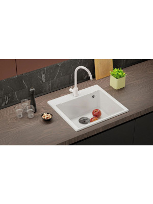 Кухонная мойка Polygran ARGO 420 белый хлопок интерьер 3