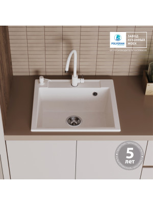 Кухонная мойка Polygran ARGO 420 белый хлопок интерьер 2