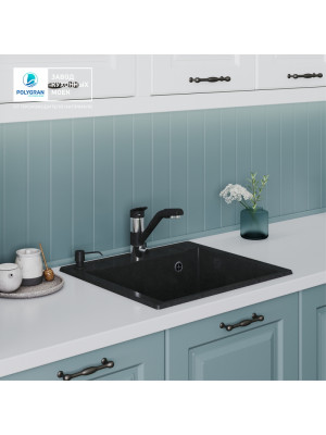 Кухонная мойка Polygran ARGO 560 космос черный металлик  интерьер