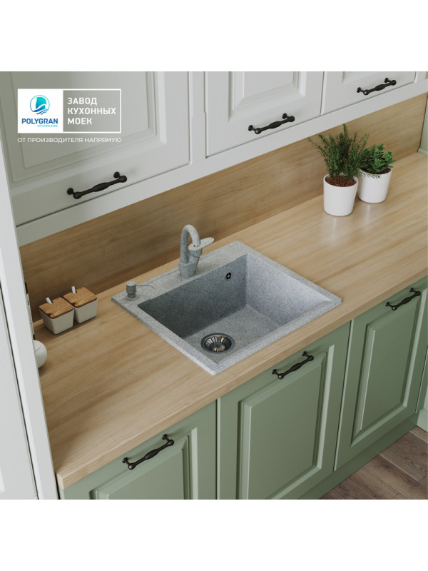 Кухонная мойка Polygran ARGO 560 светло-серый интерьер