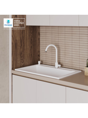 Кухонная мойка Polygran ARGO 760 белый хлопок интерьер
