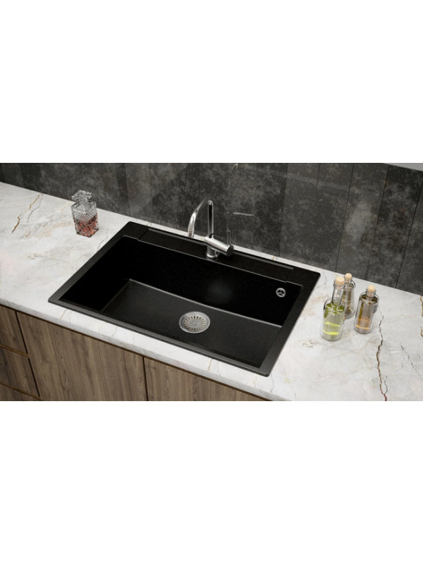 Кухонная мойка Polygran ARGO 760 космос черный металлик интерьер 2