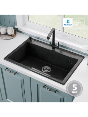 Кухонная мойка Polygran ARGO 760 космос черный металлик гарантия