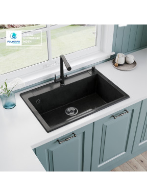Кухонная мойка Polygran ARGO 760 космос черный металлик интерьер