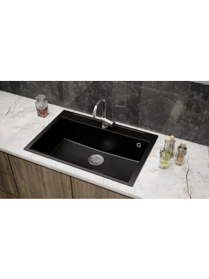 Кухонная мойка Polygran ARGO 760 космос черный металлик интерьер 2
