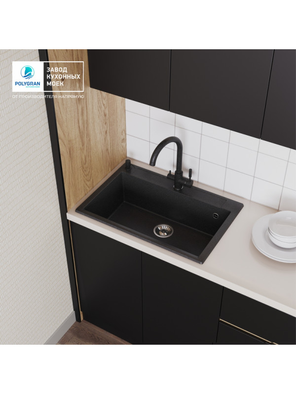 Кухонная мойка Polygran ARGO 760 черный интерьер