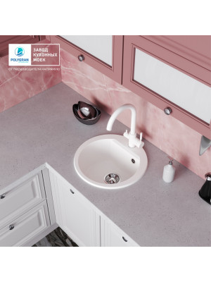 Кухонная мойка Polygran ATOL 460 белый хлопок интерьер