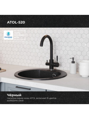 Кухонная мойка Polygran ATOL 460 черный цвет