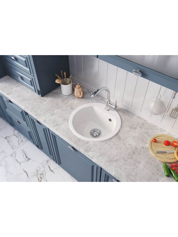 Кухонная мойка Polygran ATOL 520 белый хлопок