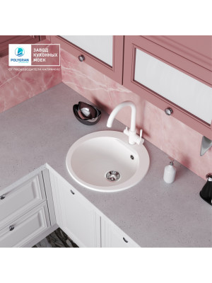 Кухонная мойка Polygran ATOL 520 белый хлопок интерьер