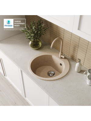 Кухонная мойка Polygran ATOL 520 песочный интерьер
