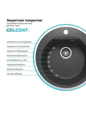 Кухонная мойка Polygran ATOL 520 черный покрытие