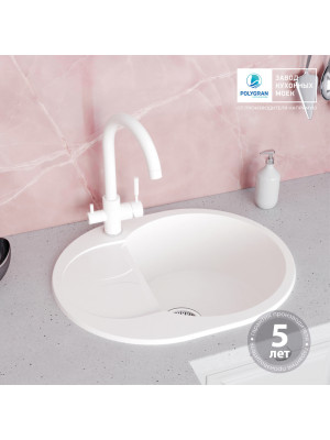 Кухонная мойка Polygran ATOL 620 белый хлопок гарантия