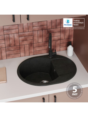 Кухонная мойка Polygran ATOL 620 космос черный металлик гарантия