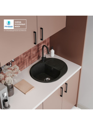 Кухонная мойка Polygran ATOL 620 космос черный металлик интерьер