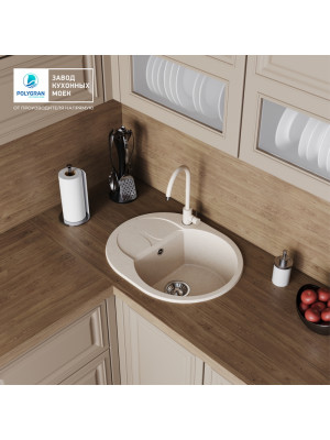 Кухонная мойка Polygran ATOL 620 кремовый интерьер