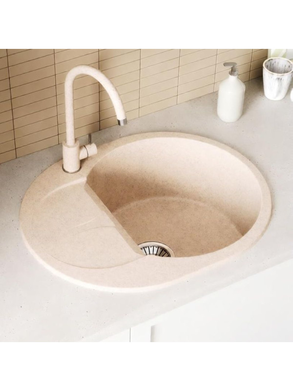 Кухонная мойка Polygran ATOL 620 песочный интерьер