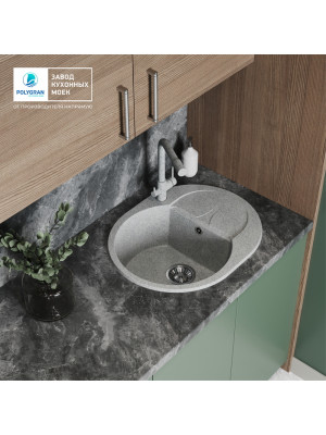 Кухонная мойка Polygran ATOL 620 светло-серый  интерьер