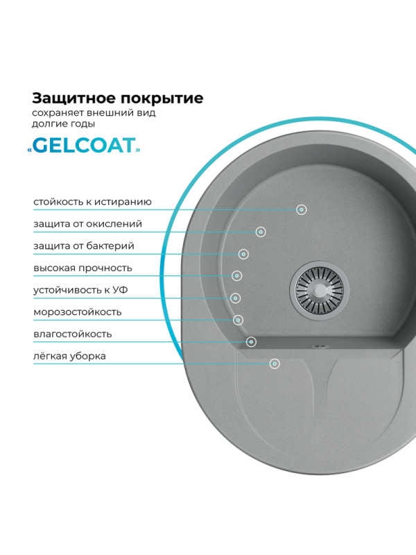 Кухонная мойка Polygran ATOL 620 серый покрытие