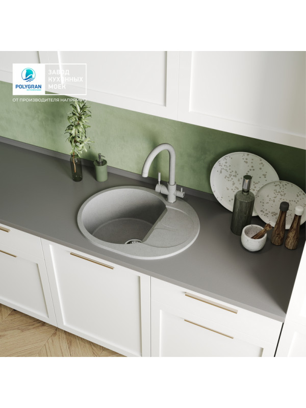 Кухонная мойка Polygran ATOL 620 серый интерьер