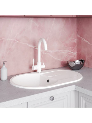 Кухонная мойка Polygran ATOL 760 белый хлопок интерьер