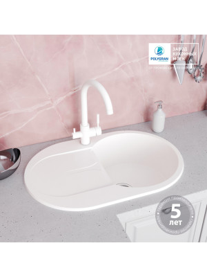 Кухонная мойка Polygran ATOL 760 белый хлопок гарантия