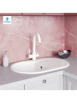 Кухонная мойка Polygran ATOL 760 белый хлопок интерьер