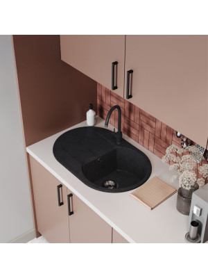 Кухонная мойка Polygran ATOL 760 космос черный металлик интерьер