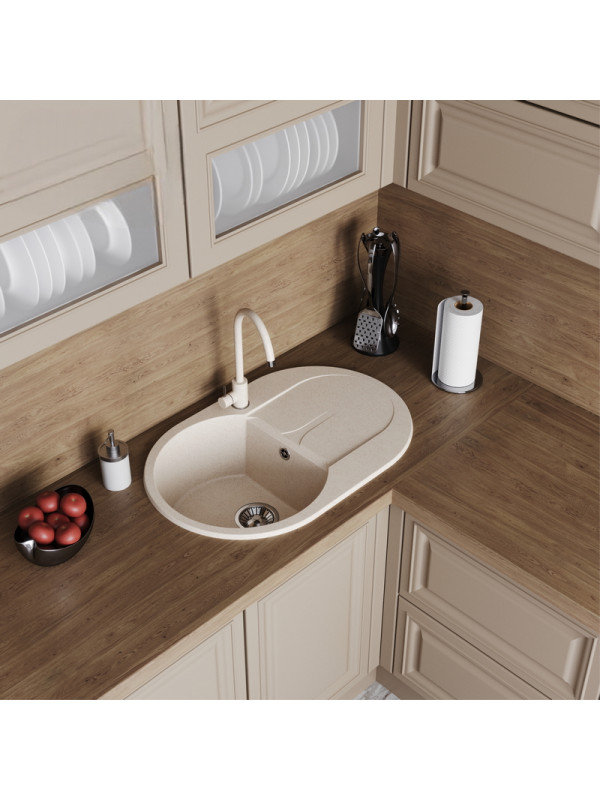 Кухонная мойка Polygran ATOL 760 кремовый интерьер 3.0