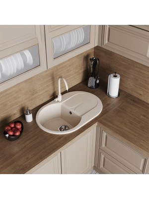 Кухонная мойка Polygran ATOL 760 кремовый интерьер 3.0