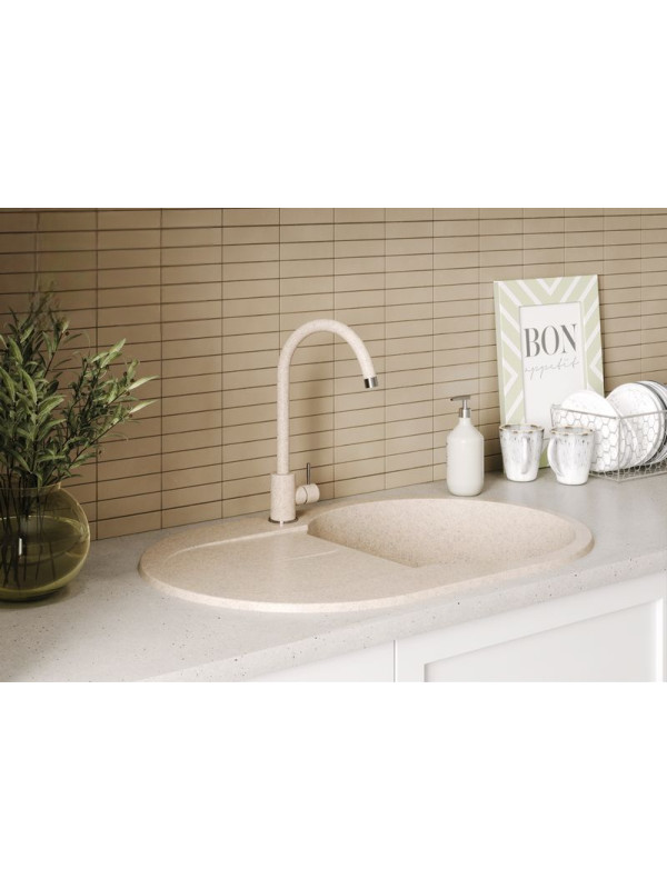 Кухонная мойка Polygran ATOL 760 песочный интерьер 2