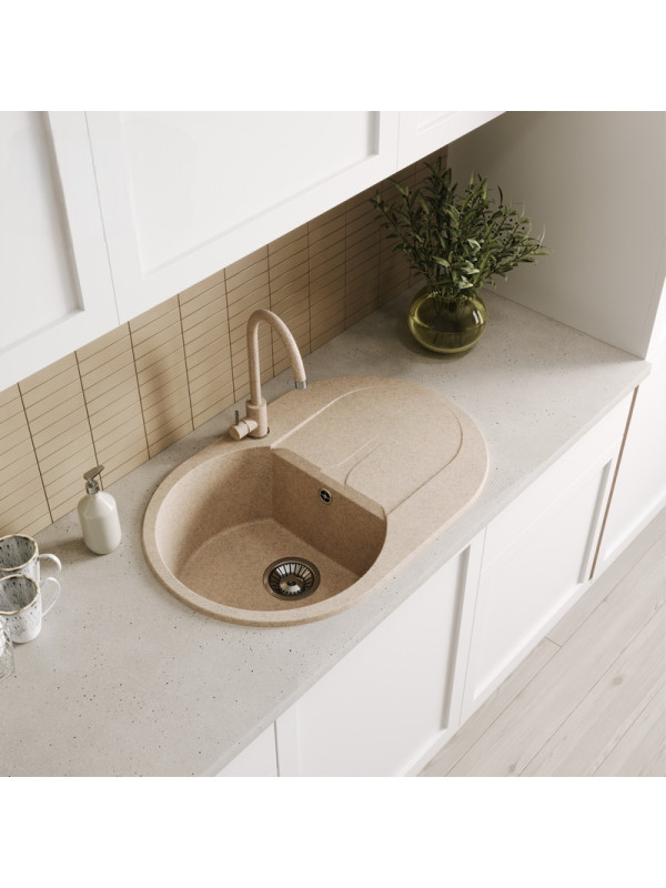 Кухонная мойка Polygran ATOL 760 песочный интерьер