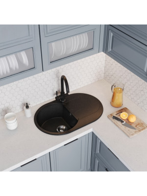 Кухонная мойка Polygran ATOL 760 черный интерьер 2