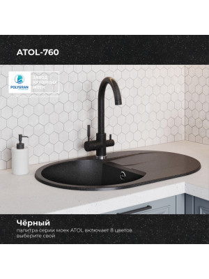 Кухонная мойка Polygran ATOL 760 черный цвет