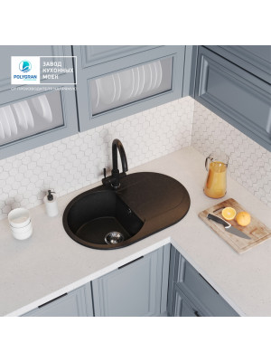 Кухонная мойка Polygran ATOL 760 черный интерьер