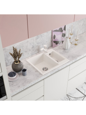 Кухонная мойка Polygran BRIG 620 Белый хлопок интерьер