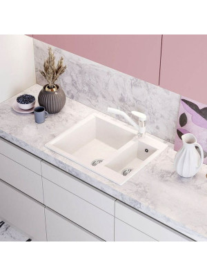 Кухонная мойка Polygran BRIG 620 Белый хлопок интерьер  2