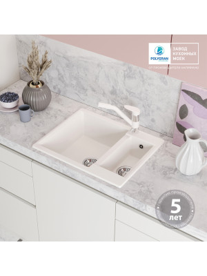 Кухонная мойка Polygran BRIG 620 Белый хлопок гарантия